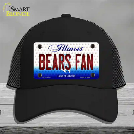 Bears Fan Illinois Novelty License Plate Hat Mesh / Black