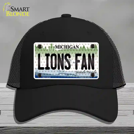 Lions Fan Michigan Novelty License Plate Hat Mesh / Black