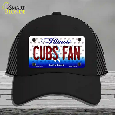 Cubs Fan Illinois Novelty License Plate Hat Mesh / Black