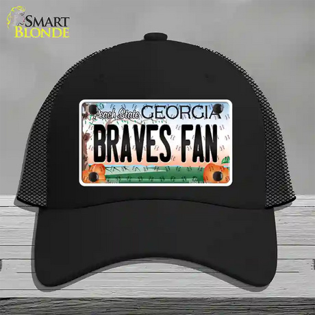 Braves Fan Georgia Novelty License Plate Hat Mesh / Black