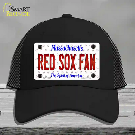 Red Sox Fan Massachusetts Novelty License Plate Hat Mesh / Black