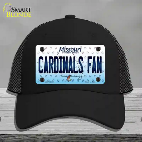 Cardinals Fan Missouri Novelty License Plate Hat Mesh / Black