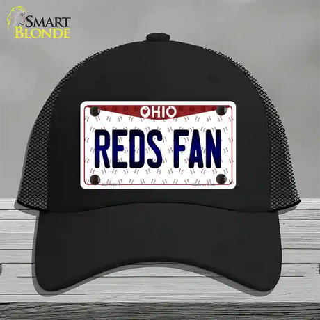 Reds Fan Ohio Novelty License Plate Hat Mesh / Black