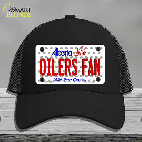 Oilers Fan Alberta Novelty License Plate Hat Mesh / Black