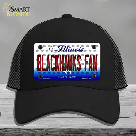 Blackhawks Fan Illinois Novelty License Plate Hat Mesh / Black