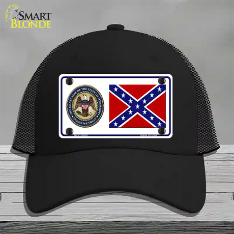 Confederate Flag Mississippi Seal Novelty License Plate Hat Mesh / Black