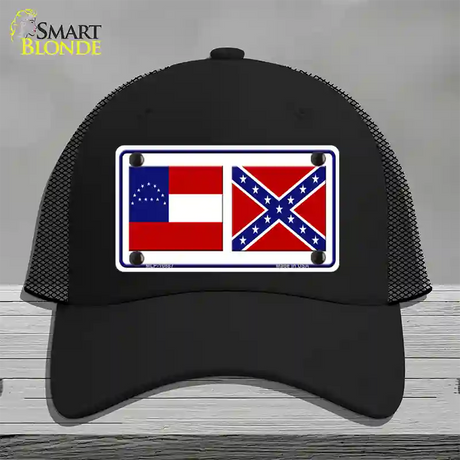 Confederate Robert E Lee Flag Novelty License Plate Hat Mesh / Black