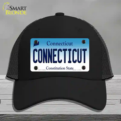 Connecticut State Novelty License Plate Hat Mesh / Black