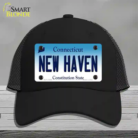 New Haven Connecticut Novelty License Plate Hat Mesh / Black