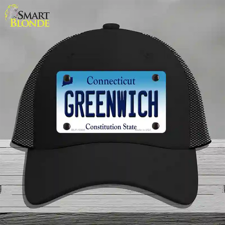 Greenwich Connecticut Novelty License Plate Hat Mesh / Black