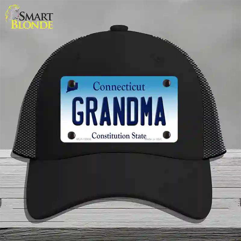 Grandma Connecticut Novelty License Plate Hat Mesh / Black