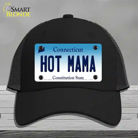 Hot Mama Connecticut Novelty License Plate Hat Mesh / Black