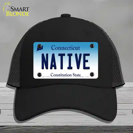 Native Connecticut Novelty License Plate Hat Mesh / Black