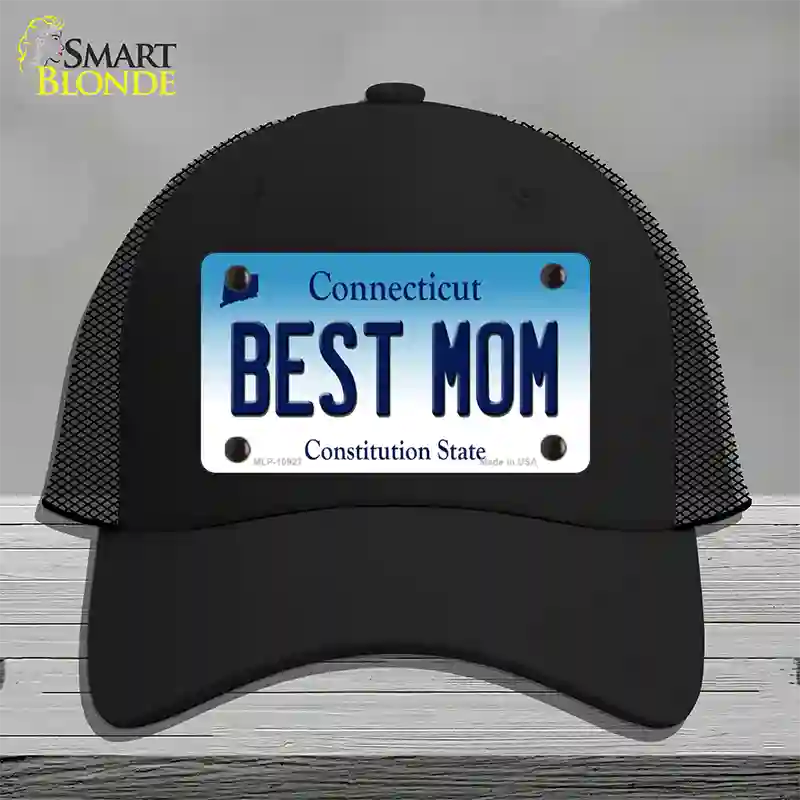 Best Mom Connecticut Novelty License Plate Hat Mesh / Black