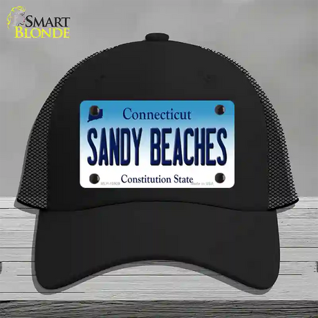 Sandy Beaches Connecticut Novelty License Plate Hat Mesh / Black