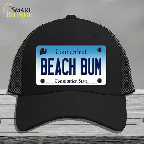 Beach Bum Connecticut Novelty License Plate Hat Mesh / Black