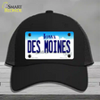 Des Moines Iowa Novelty License Plate Hat Mesh / Black