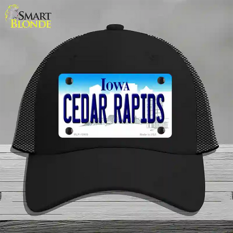 Cedar Rapids Iowa Novelty License Plate Hat Mesh / Black