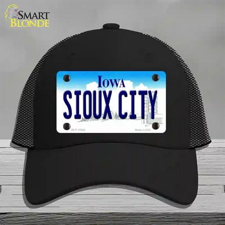 Sioux City Iowa Novelty License Plate Hat Mesh / Black