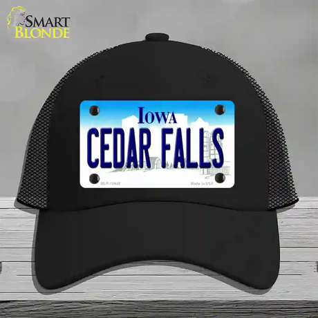 Cedar Falls Iowa Novelty License Plate Hat Mesh / Black