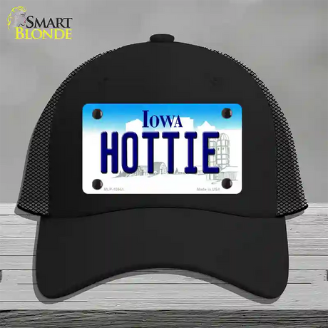 Hottie Iowa Novelty License Plate Hat Mesh / Black