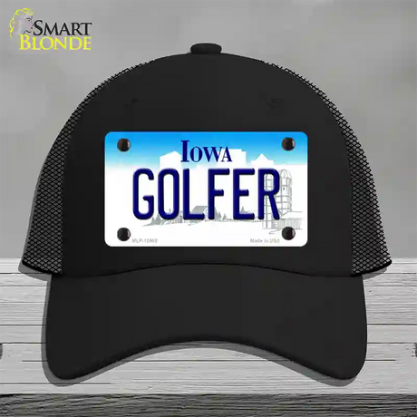 Golfer Iowa Novelty License Plate Hat Mesh / Black