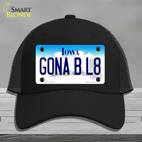 Gona B L8 Iowa Novelty License Plate Hat Mesh / Black