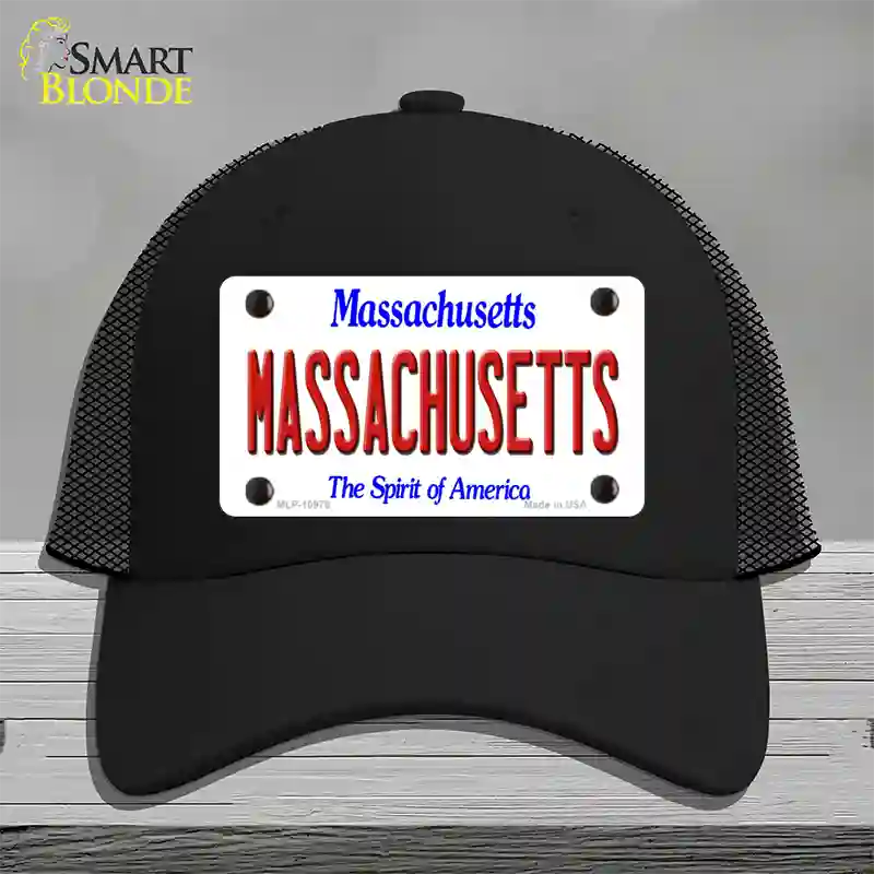 Massachusetts State Novelty License Plate Hat Mesh / Black