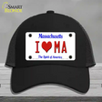 I Love Massachusetts Novelty License Plate Hat Mesh / Black