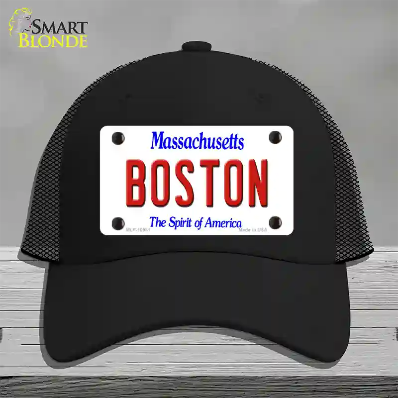 Boston Massachusetts Novelty License Plate Hat Mesh / Black