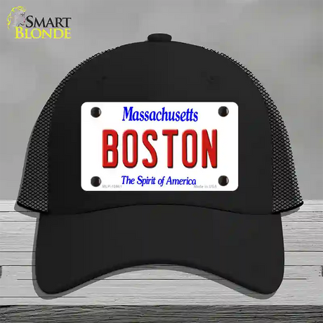 Boston Massachusetts Novelty License Plate Hat Mesh / Black