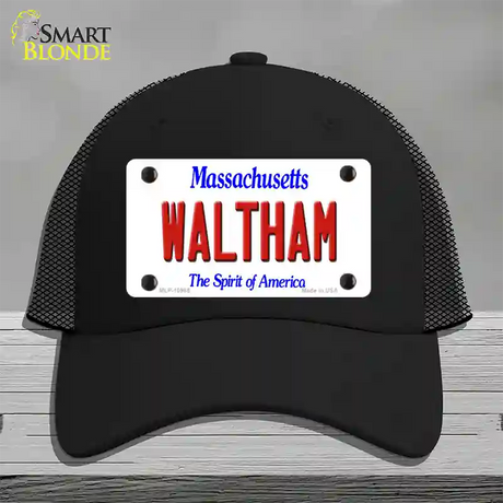 Waltham Massachusetts Novelty License Plate Hat Mesh / Black