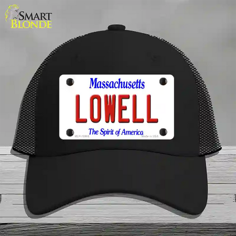 Lowell Massachusetts Novelty License Plate Hat Mesh / Black