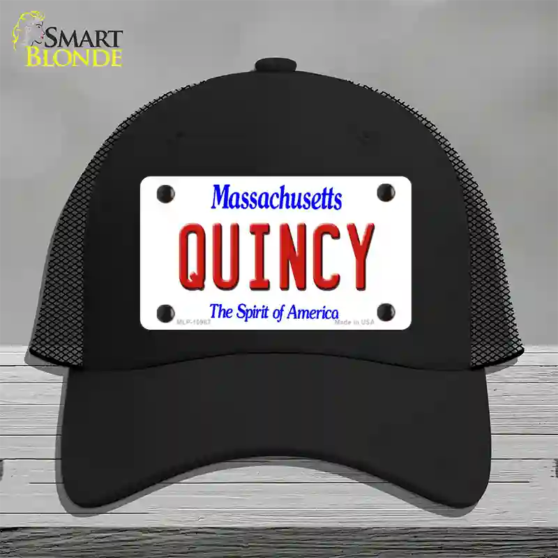 Quincy Massachusetts Novelty License Plate Hat Mesh / Black