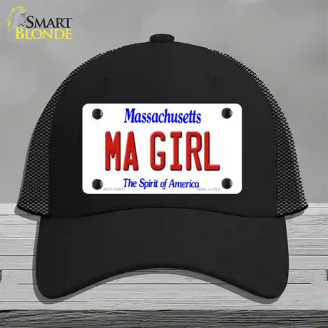 MA Girl Massachusetts Novelty License Plate Hat Mesh / Black