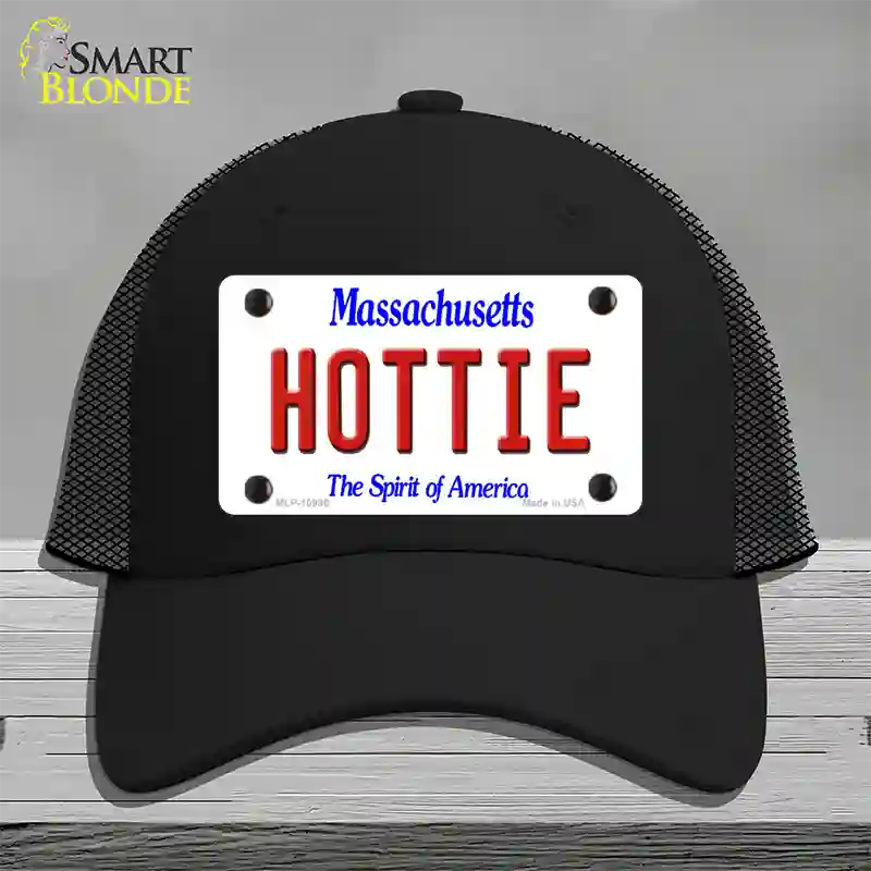 Hottie Massachusetts Novelty License Plate Hat Mesh / Black