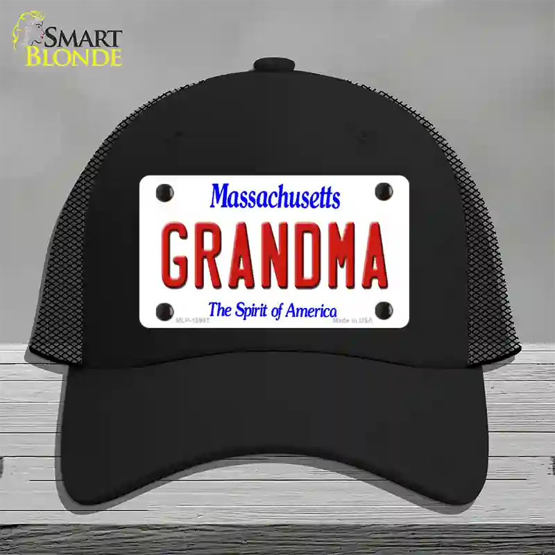 Grandma Massachusetts Novelty License Plate Hat Mesh / Black