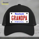 Grandpa Massachusetts Novelty License Plate Hat Mesh / Black