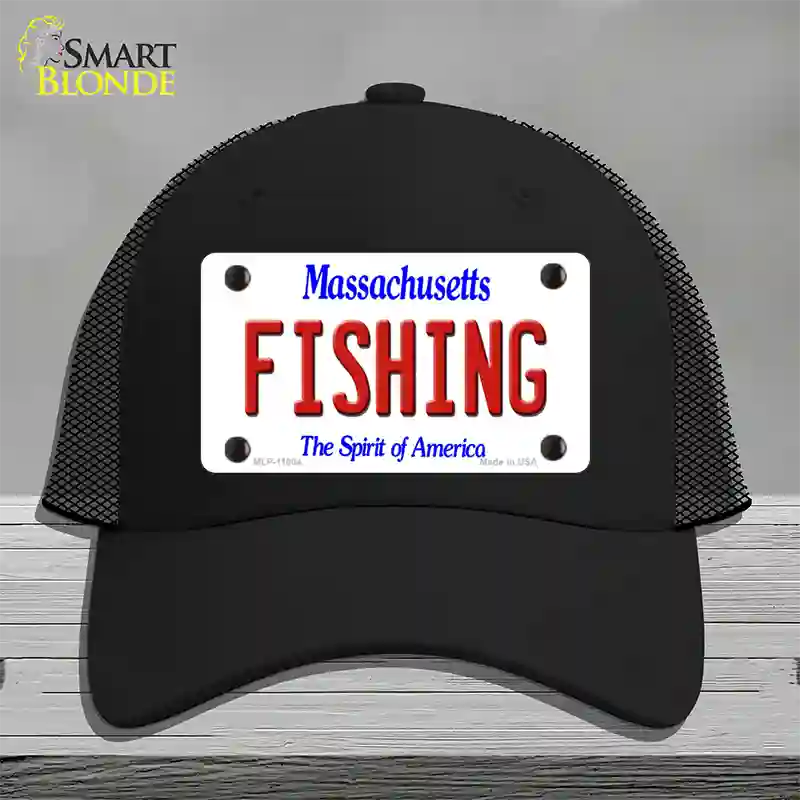 Fishing Massachusetts Novelty License Plate Hat Mesh / Black