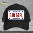 Bad Girl Massachusetts Novelty License Plate Hat Mesh / Black