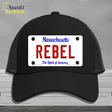 Rebel Massachusetts Novelty License Plate Hat Mesh / Black