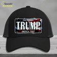 Trump America First Novelty License Plate Hat Mesh / Black