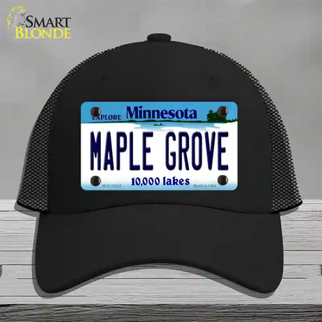 Maple Grove Minnesota State Novelty License Plate Hat Mesh / Black