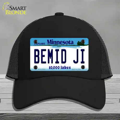 Bemid Ji Minnesota State Novelty License Plate Hat Mesh / Black