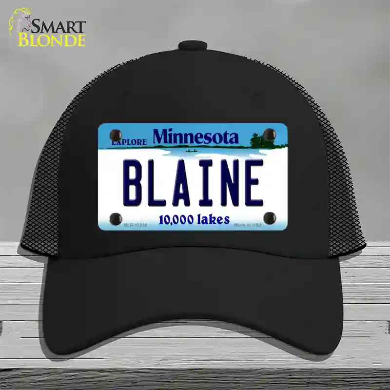 Blaine Minnesota State Novelty License Plate Hat Mesh / Black