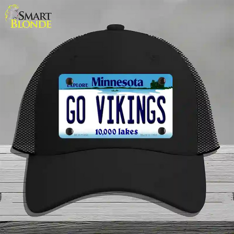 Go Vikings Minnesota Novelty License Plate Hat Mesh / Black