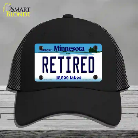 Retired Minnesota State Novelty License Plate Hat Mesh / Black