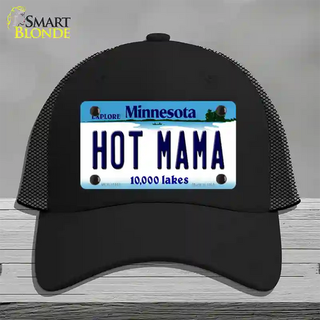 Hot Mama Minnesota State Novelty License Plate Hat Mesh / Black