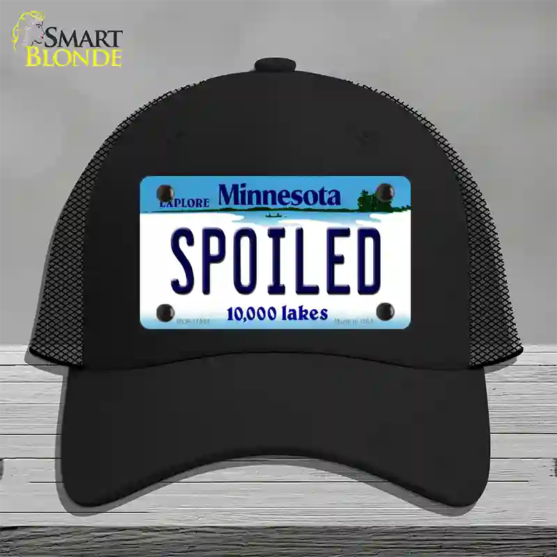 Spoiled Minnesota State Novelty License Plate Hat Mesh / Black