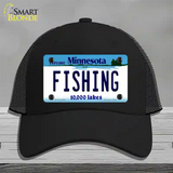 Fishing Minnesota State Novelty License Plate Hat Mesh / Black